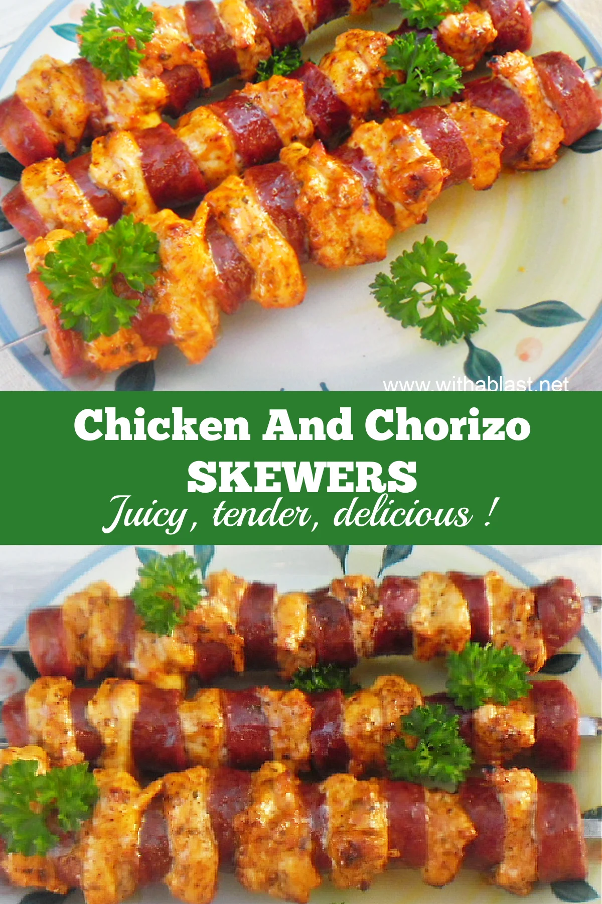 Sticky chicken & chorizo skewers recipe