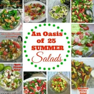 25 Summer Salads round-up include : Fruity-, scrumptious Vegetable-, Pasta Salads and more - perfect for any occasion whether a BBQ or to add to a home cooked meal.