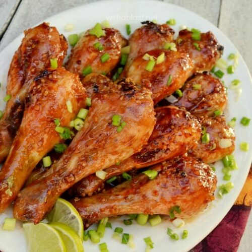 Honey Garlic Sriracha Drumsticks | With A Blast